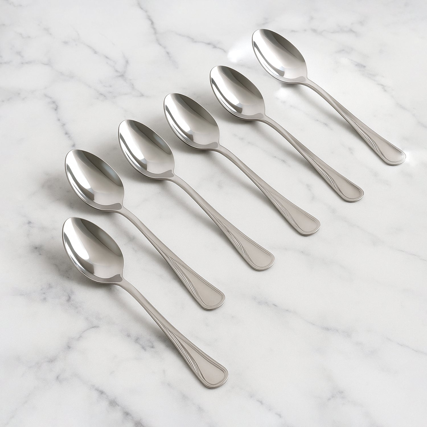 Set of six Supermom stainless steel dining spoons by Wukusy, sleek and durable for everyday kitchen use