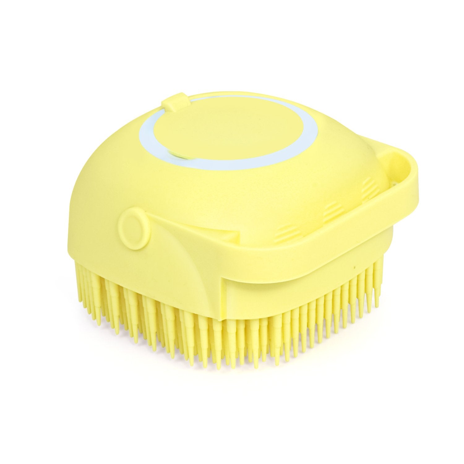 Wukusy silicone massage bath body brush with soft bristles and integrated shampoo dispenser for relaxing skincare.