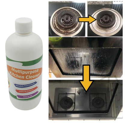 Wukusy Kitchen Cleaner Spray for grease and stains, 500ml, non-flammable, non-toxic degreaser for stove and chimney cleaning