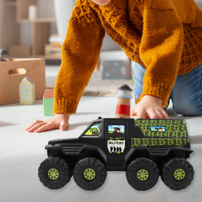 Wukusy big military 8-wheel plastic toy car with detailed military design, suitable for children and playtime adventures.