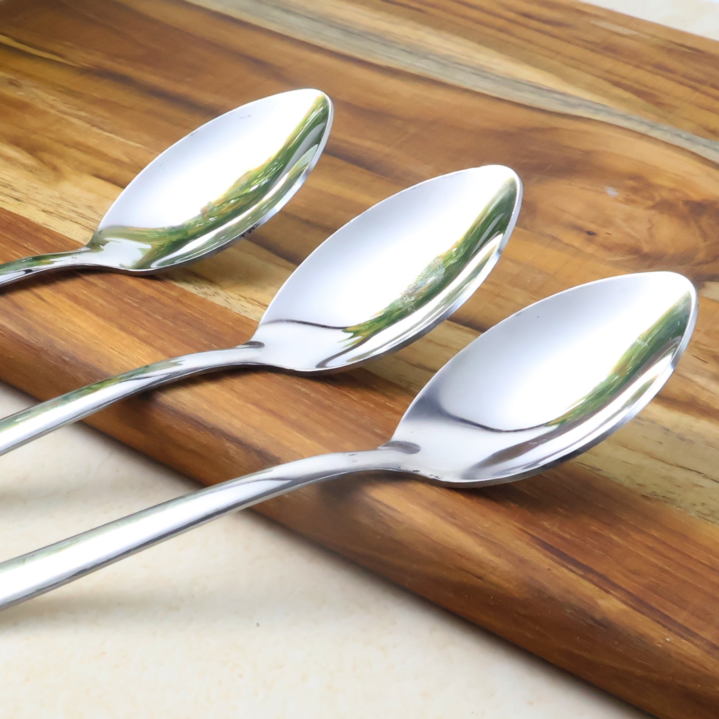 Set of three Wukusy everyday dining spoons for home and kitchen use, featuring stainless steel handles and polished finish.