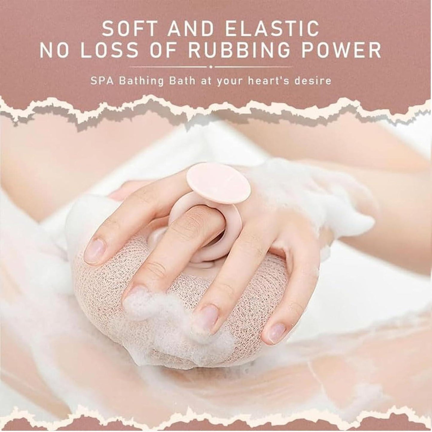 Wukusy premium soft exfoliating round bath scrubber for gentle skin cleansing and exfoliation in a bathroom setting