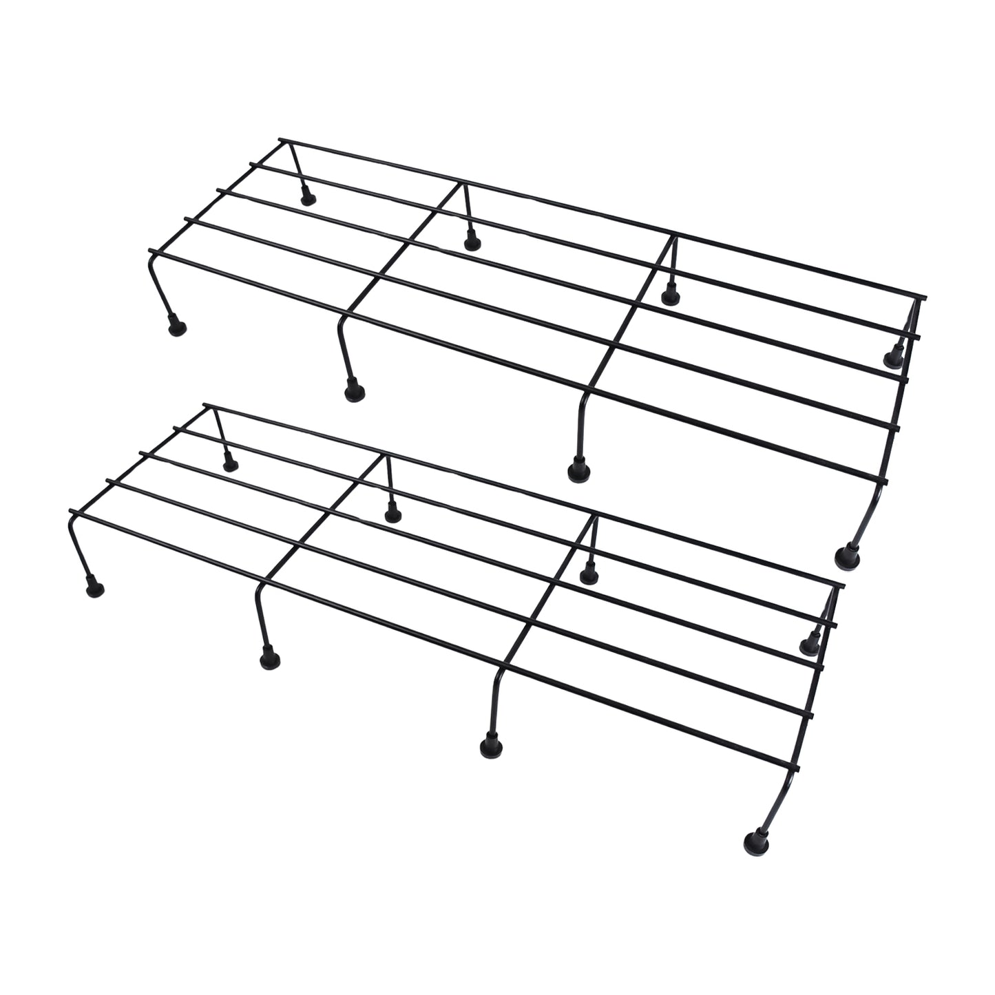 Wukusy metal rectangle flower plant stand set for balcony, 60x20 cm, two-piece garden plant display rack.