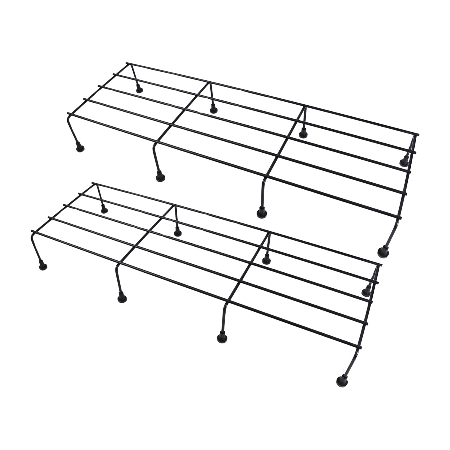 Wukusy metal rectangle flower plant stand set for balcony, 60x20 cm, two-piece garden plant display rack.
