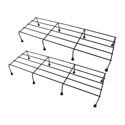 Wukusy metal rectangle flower plant stand set for balcony, 60x20 cm, two-piece garden plant display rack.