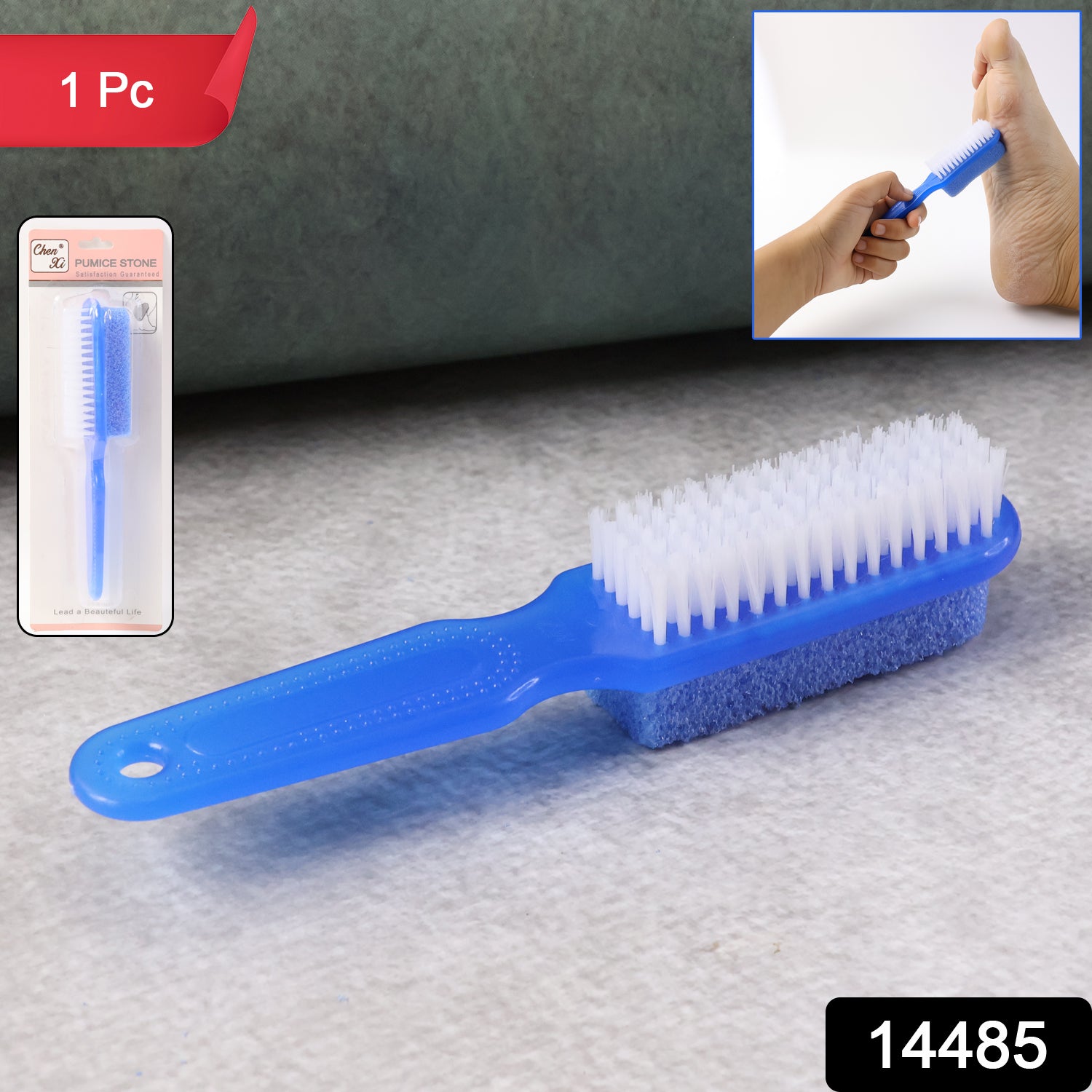 Wukusy 2-in-1 foot scrubber brush with pumice stone for exfoliating and smoothing feet in health and beauty routine