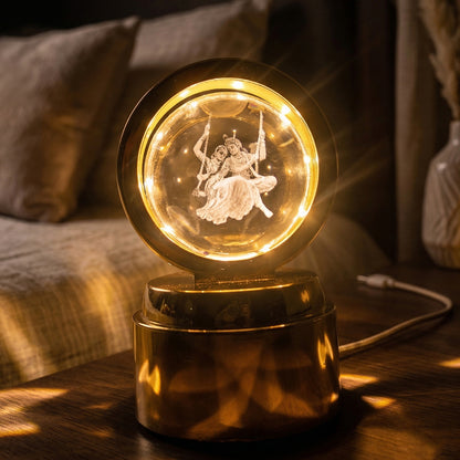 Wukusy 3D religious design crystal ball LED night lamp with intricate religious motifs, illuminated for a calming glow