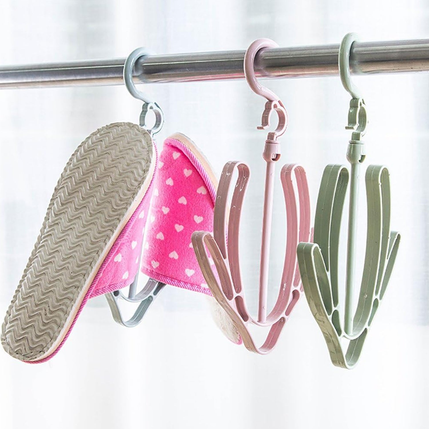 Wukusy 9136 Shoes Drying Hanger, rotatable shoe rack for balcony or closet, multiple shoes hanging on metal rack