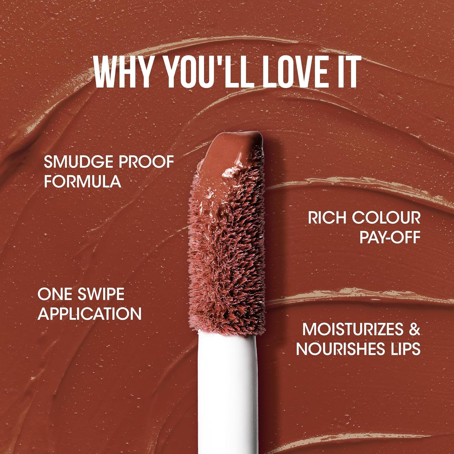 Wukusy Og Beauty Coffee Cuddle Moisture Lock Liquid Lipstick in 4.5 ml, showcasing the sleek tube and applicator.