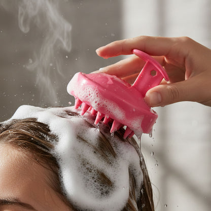 Wukusy silicone scalp massager shampoo brush with flexible bristles for gentle scalp cleansing and massage.