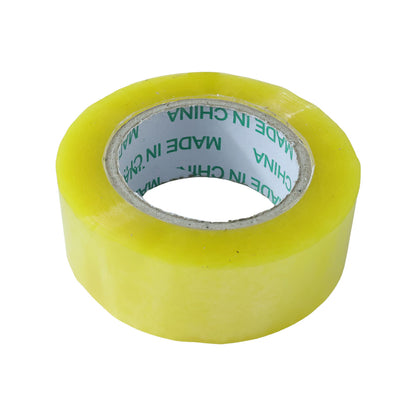 Wukusy transparent packaging adhesive tape roll measuring 125 x 45 mm, shown unwound with clear adhesive surface.