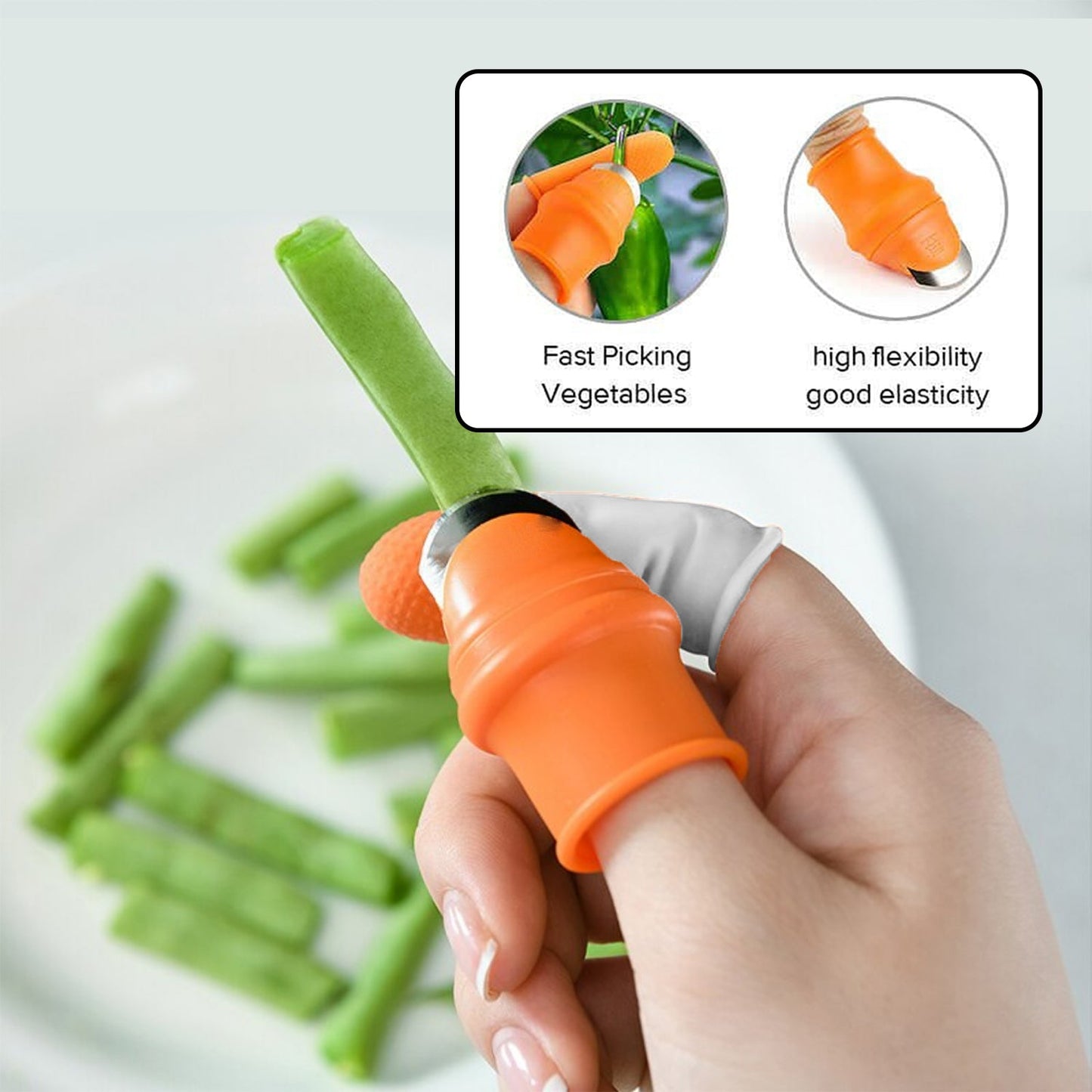 Wukusy vegetable thumb cutter and tool set with five sharp blades for precise vegetable slicing in home improvement kitchen tools