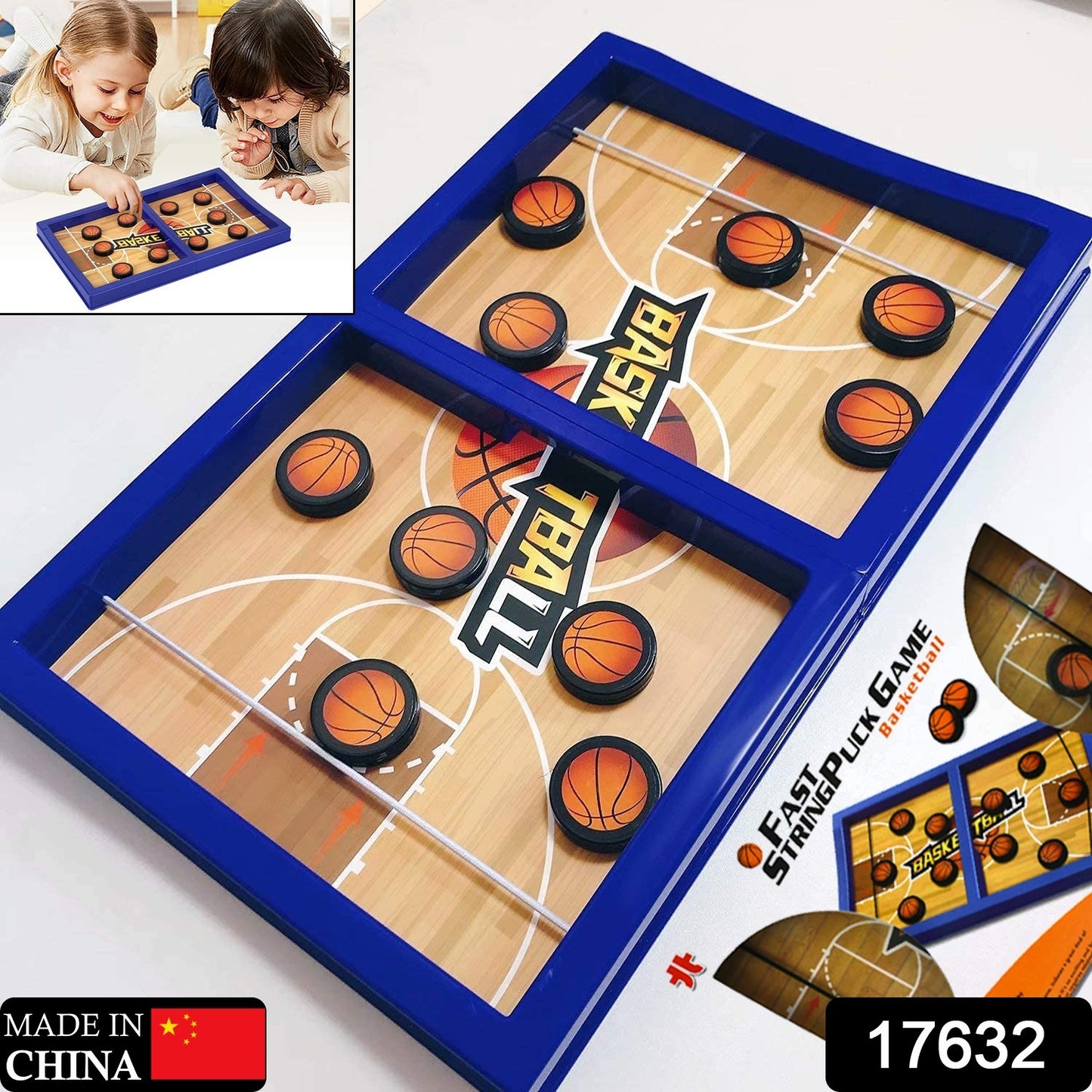 Wukusy Fast Sling Basketball Puck Game on desktop, a competitive ice hockey-themed table toy for kids and adults.