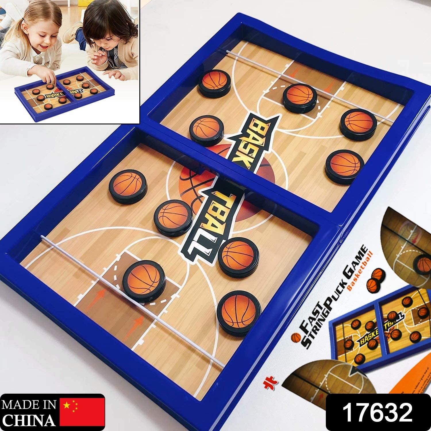Wukusy Fast Sling Basketball Puck Game on desktop, a competitive ice hockey-themed table toy for kids and adults.