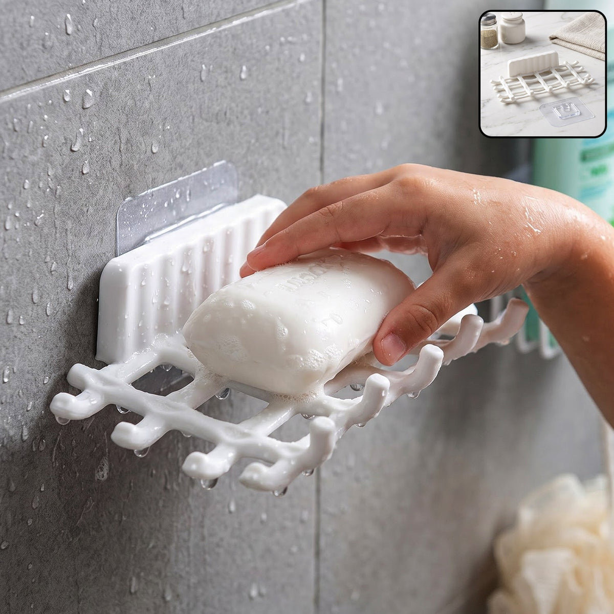 Plastic Wall Mount Soap Dish With Drainage Rack For Bathroom And Kitchen (1 Pc)