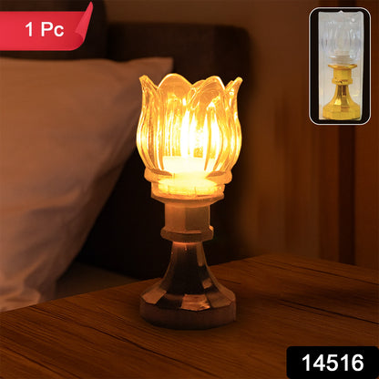 Wukusy lotus-shaped LED decorative lamp with stand, home decor piece featuring a glowing lotus flower design.