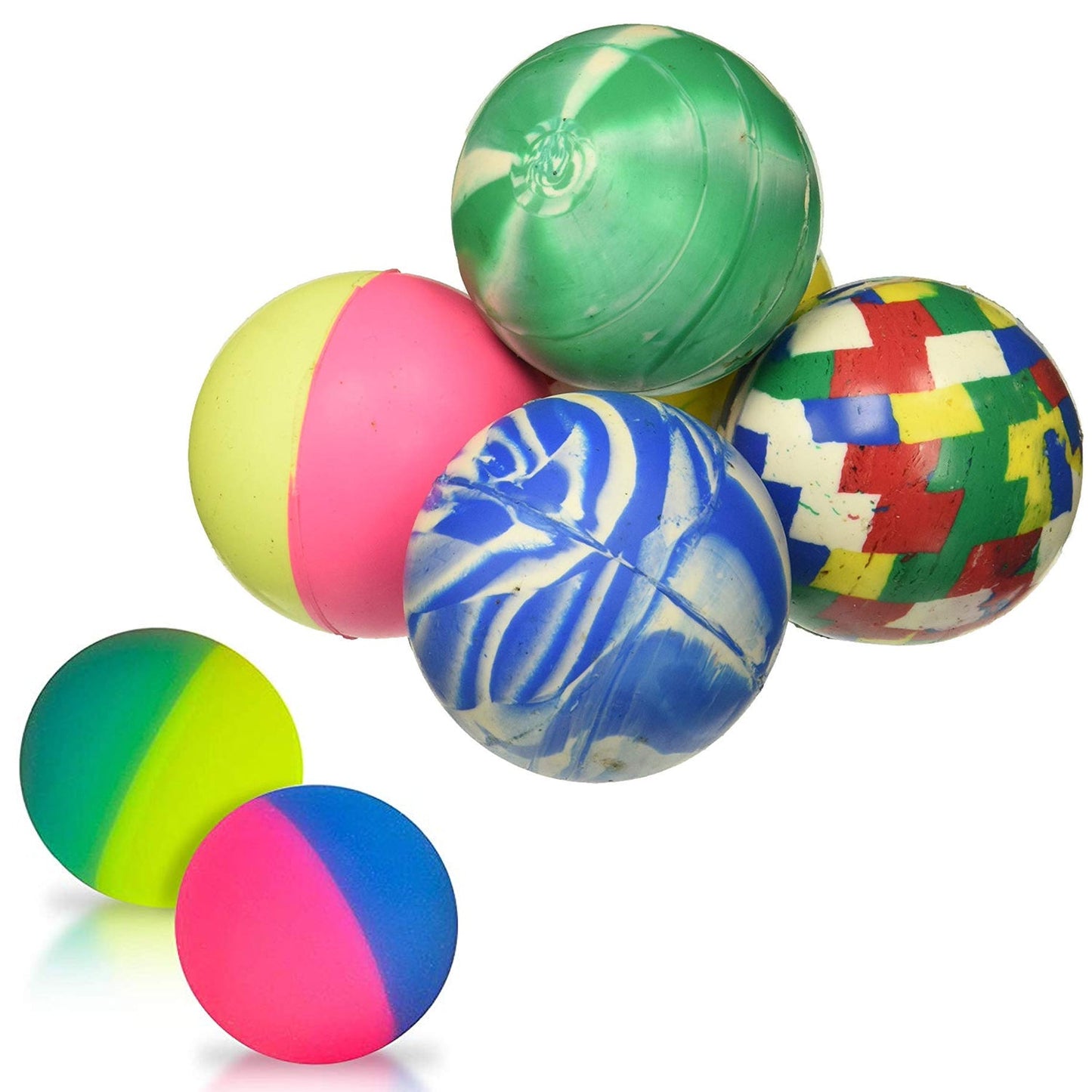 Set of 14 colorful Wukusy Crazy Bouncy Jumping Balls for kids' toys, featuring vibrant, round, and bouncy balls in various colors.