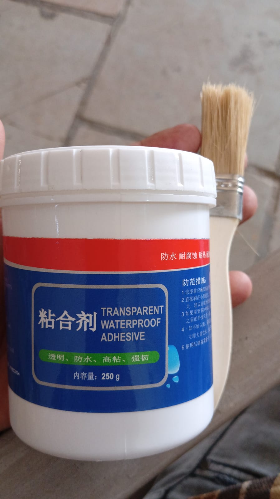 Wukusy 7935 transparent waterproof glue with brush, 250g, for outdoor bathroom wall tiles, windows, roof sealing, leak protection, gel