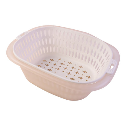 2 In 1 Plastic Double Drain Basket Strainer Washing Bowl Colander (2 Pc Set)