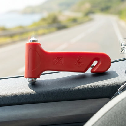 Wukusy 2-in-1 car safety hammer with emergency window breaker and seatbelt cutter, compact and durable for vehicle emergencies