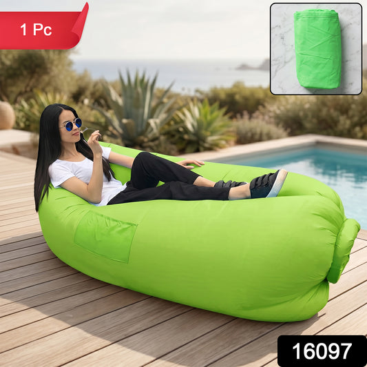 Wukusy inflatable air lounger sofa for outdoor relaxing, shown fully inflated ready for travel and outdoor leisure use