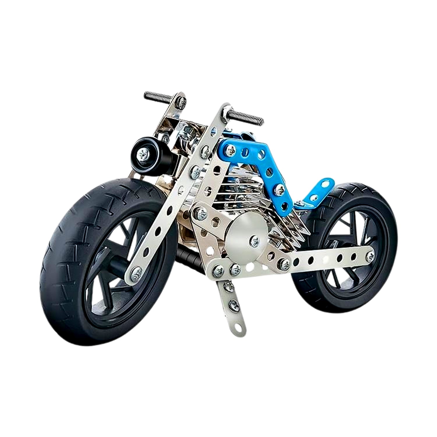 Wukusy metal bike construction toy kit with 140 mechanical parts for engineering and creative bike building projects.
