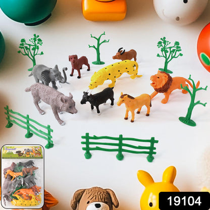 Colorful Wukusy Animal Kingdom plastic toy set for kids with 14 animal figures in vibrant colors and detailed designs.