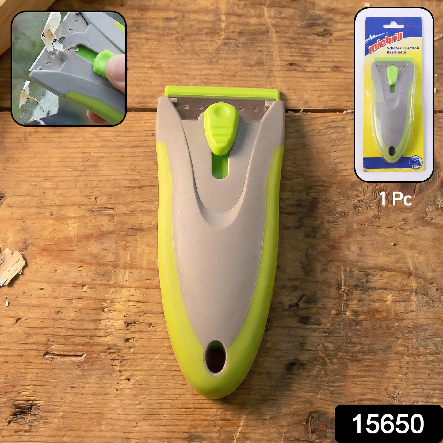 Wukusy multipurpose handheld glass surface scraper with ergonomic handle and replaceable blades for cleaning windows and screens
