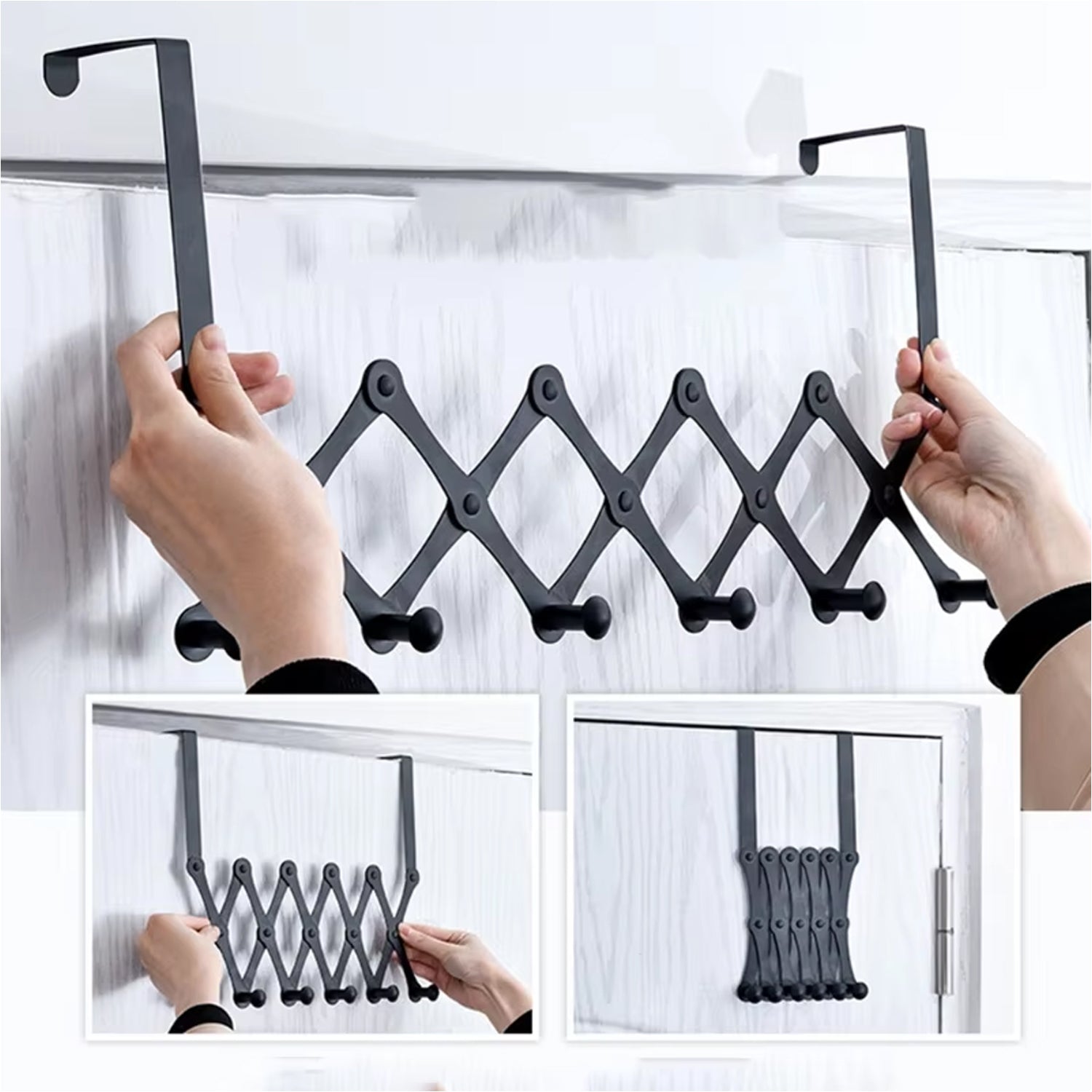 Steel door hanger coat rack with six hooks from Wukusy, ideal for home organization and hanging coats or accessories.