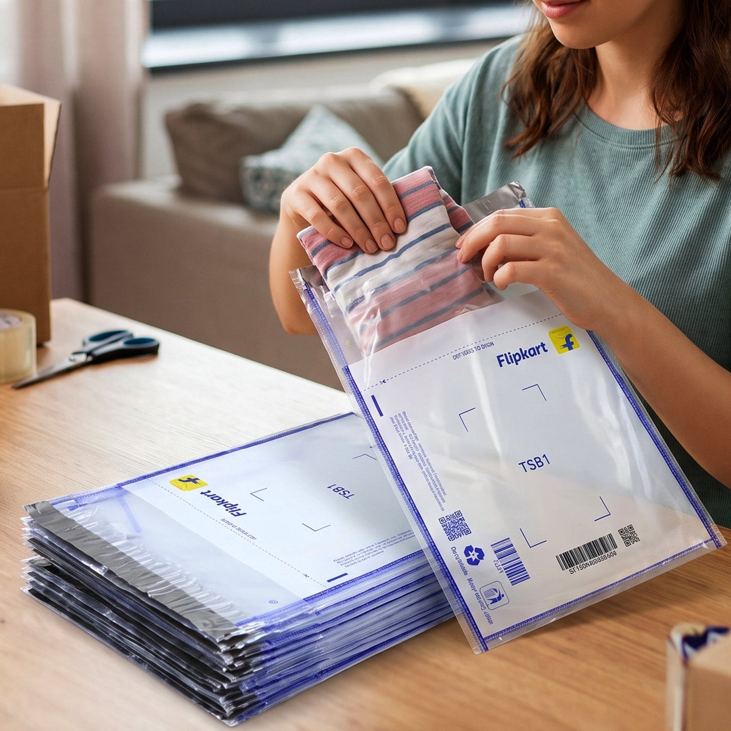 Wukusy Flipkart courier bags, 8.5 x 11 inch, pack of 100 tamper-proof polybags for secure product shipping.