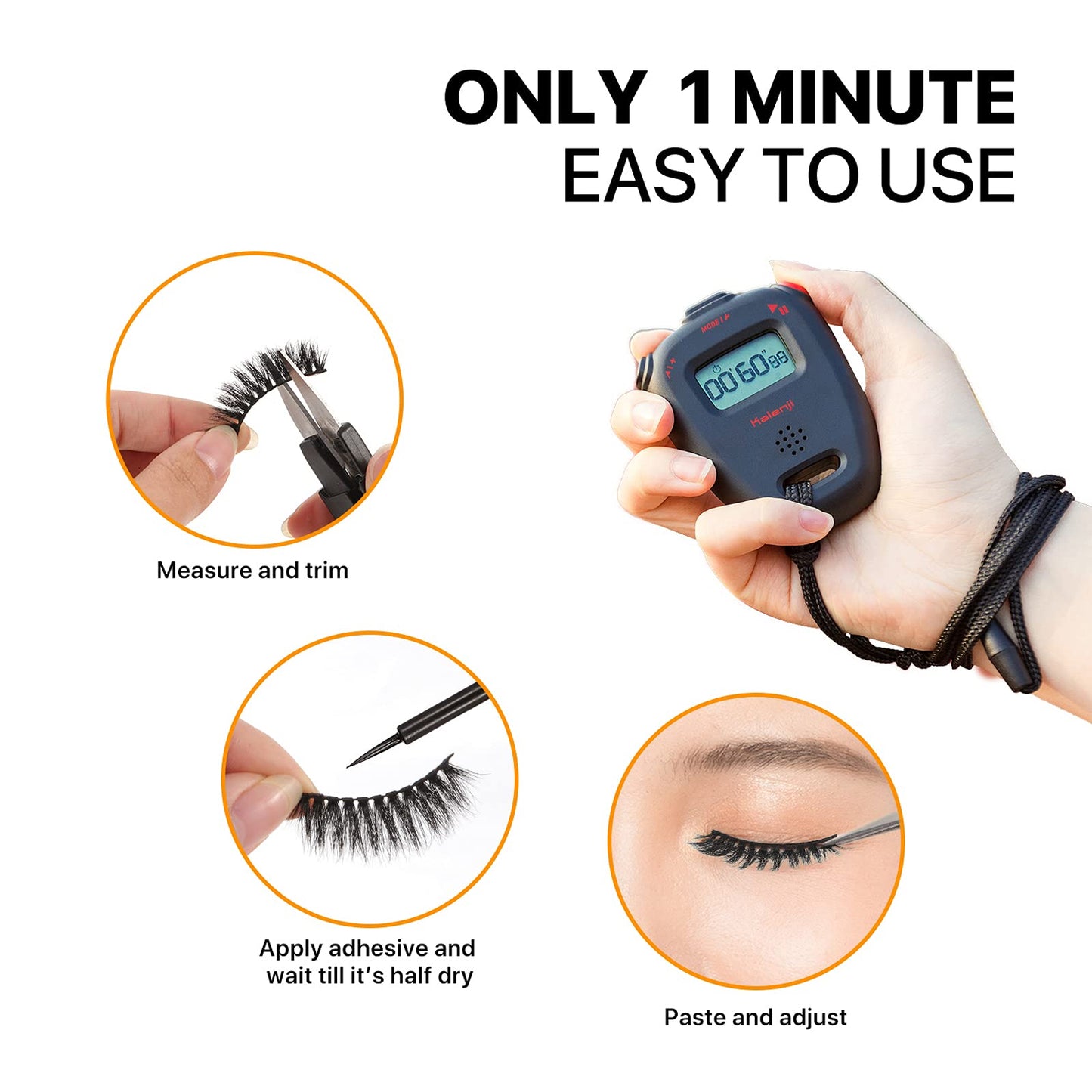 Wukusy premium 3D mink eyelashes set with layered, natural-looking false eyelashes for a glamorous eye makeup look.