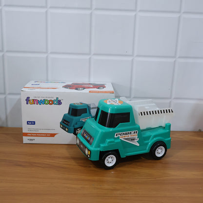 Wukusy Funwoods Kids Power Dumper Truck Toy showing a colorful plastic toy truck with a lifting dumper for children.