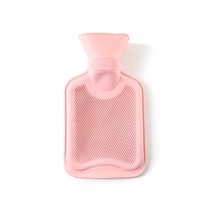 Wukusy reusable hot water bag for pain relief, warm compress therapy, showing soft fabric cover and attached nozzle for easy filling.
