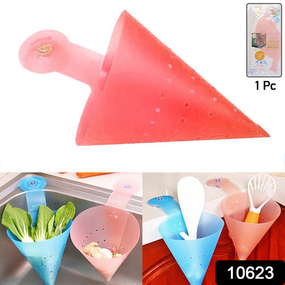 Wukusy multipurpose hanging sink corner strainer with suction cup, designed for kitchen drainage and sink organization.