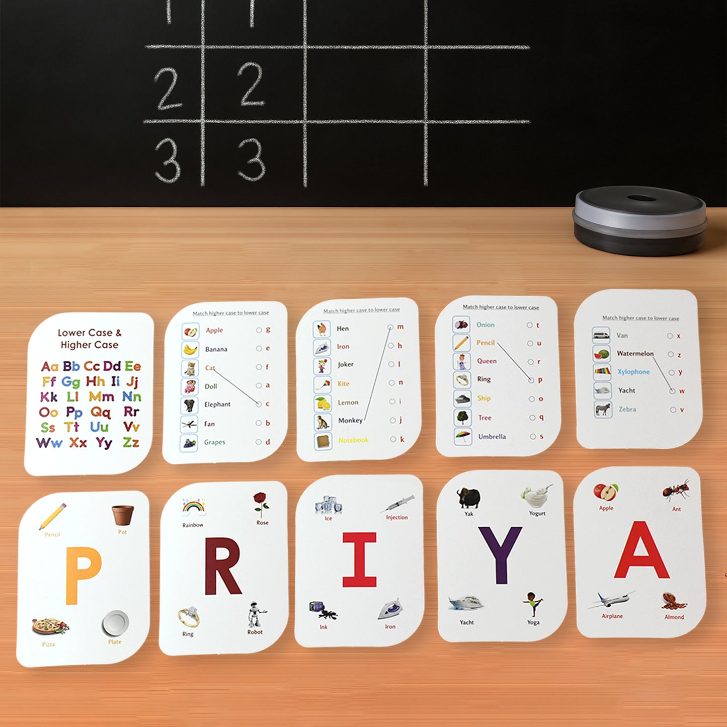 Wukusy Kidkraft Early Learner 32-piece alphabet flash cards set with colorful letter illustrations for children learning the alphabet