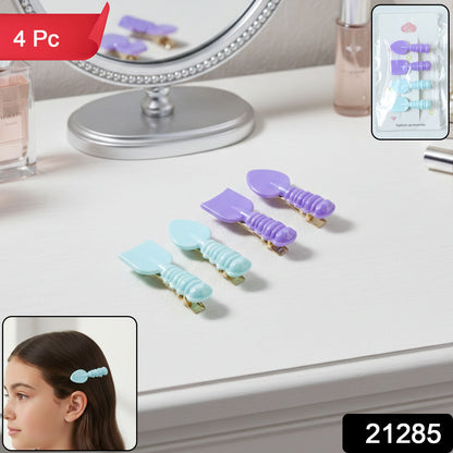 Set of four Wukusy decorative hair clips shaped like cute spoons and spatulas, perfect for playful hairstyles.