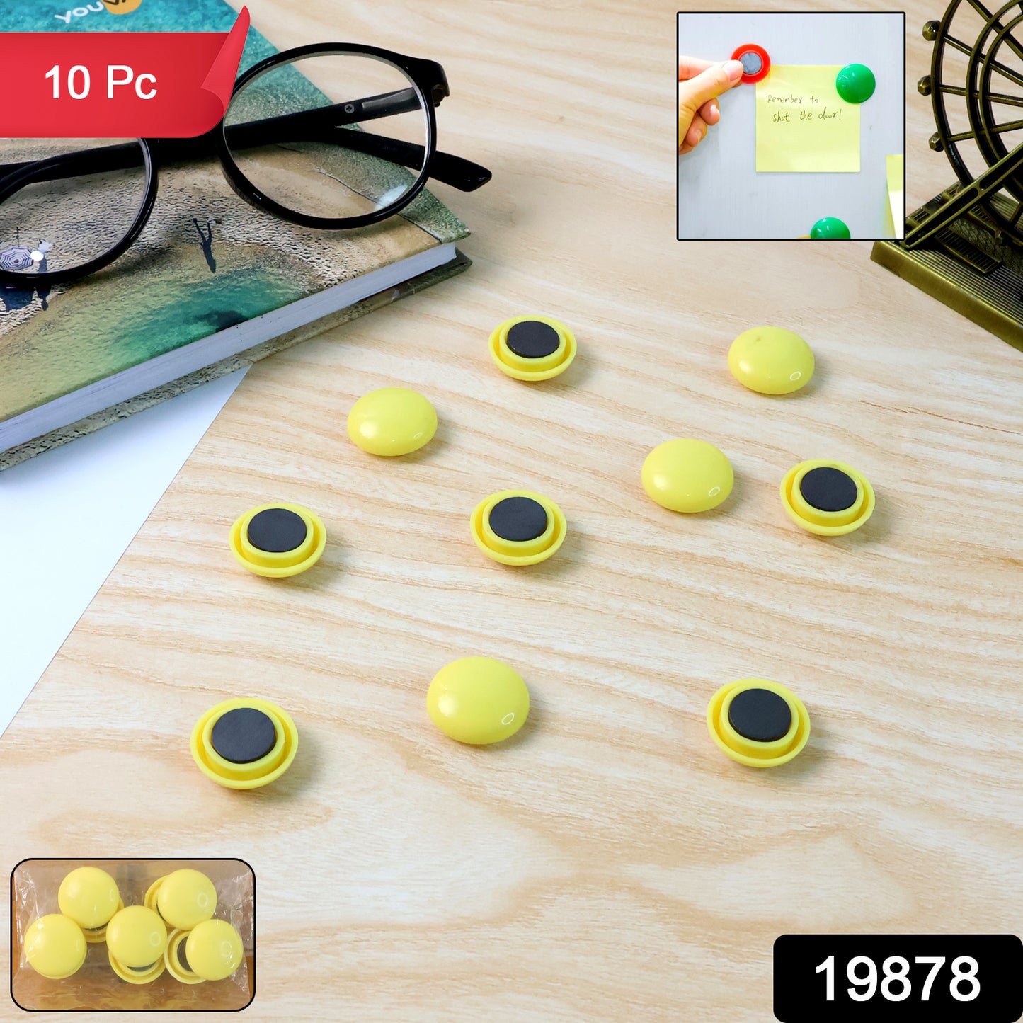 Set of 10 white round fridge magnets from Wukusy, ideal for home improvement and organization on refrigerator surfaces.
