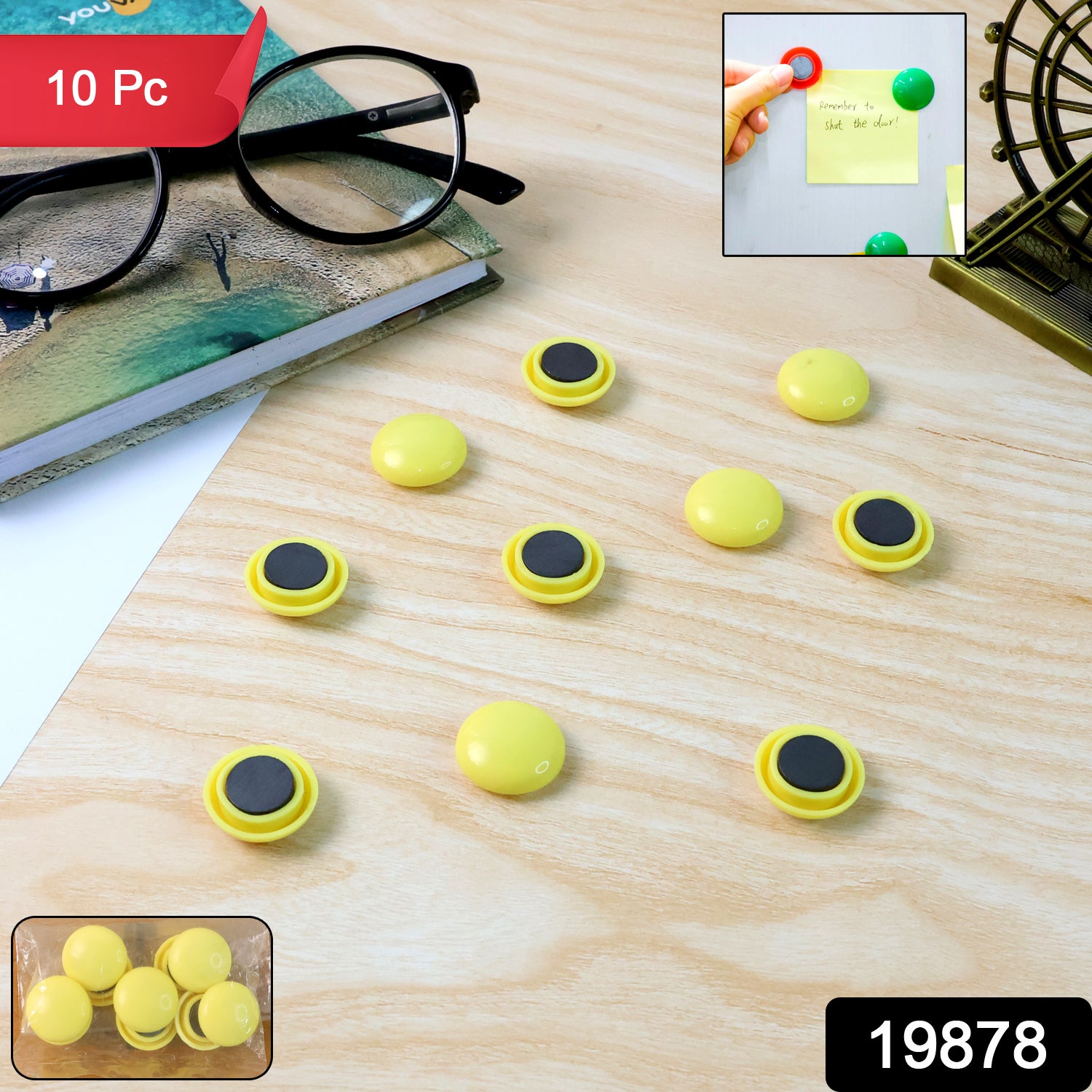 Set of 10 white round fridge magnets from Wukusy, ideal for home improvement and organization on refrigerator surfaces.