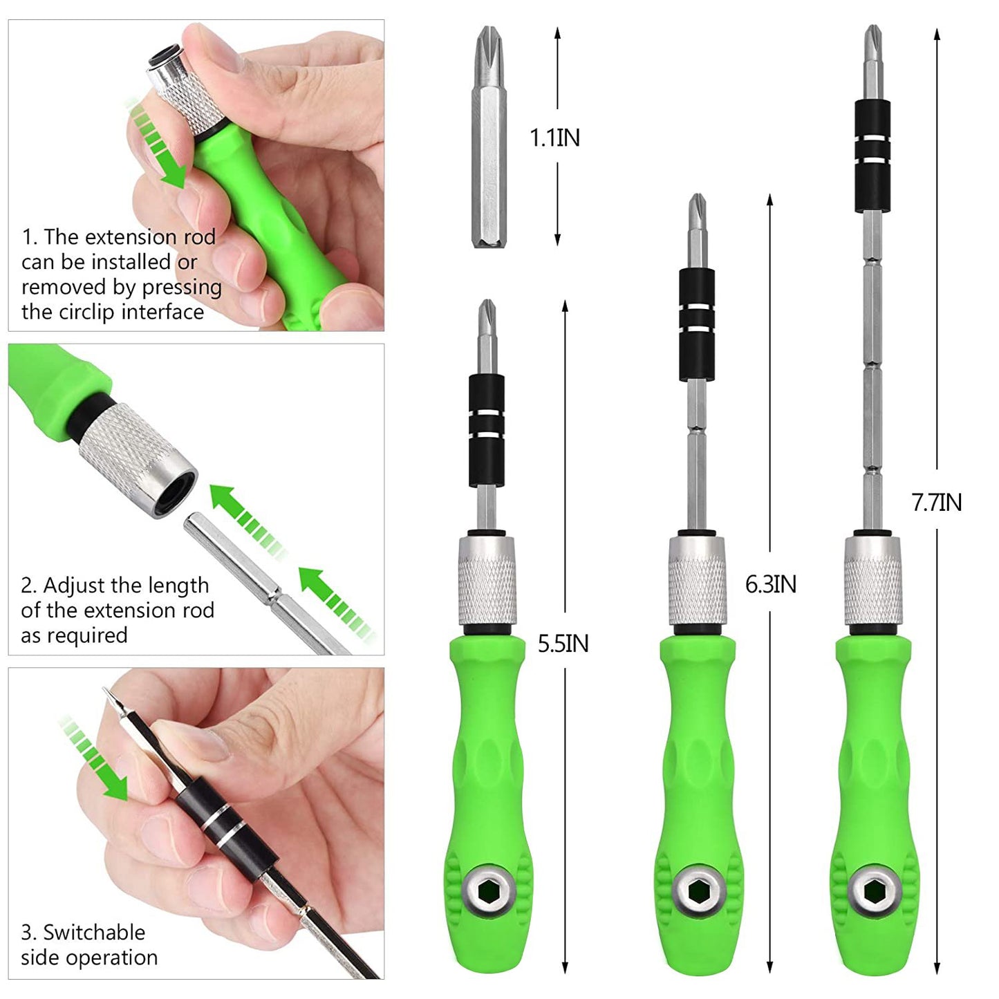 Wukusy 32-in-1 mini screwdriver bits set with magnetic flexible extension rod, compact power and hand tool for precise repairs.