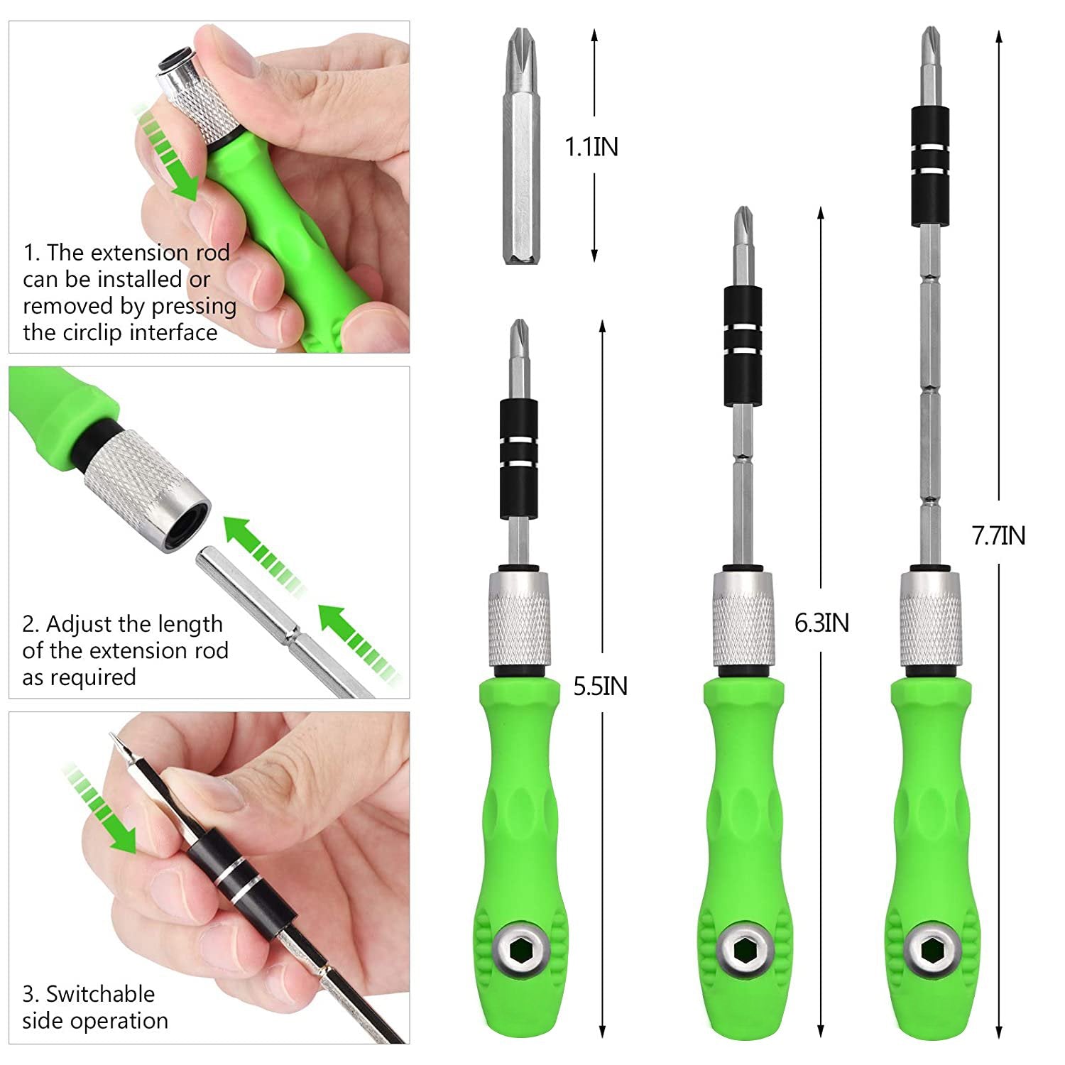 Wukusy 32-in-1 mini screwdriver bits set with magnetic flexible extension rod, compact power and hand tool for precise repairs.