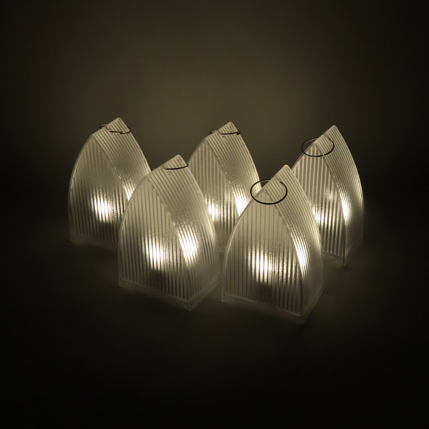 Set of five Wukusy LED flameless decorative lantern lights for home decor, featuring warm, flickering LED illumination.