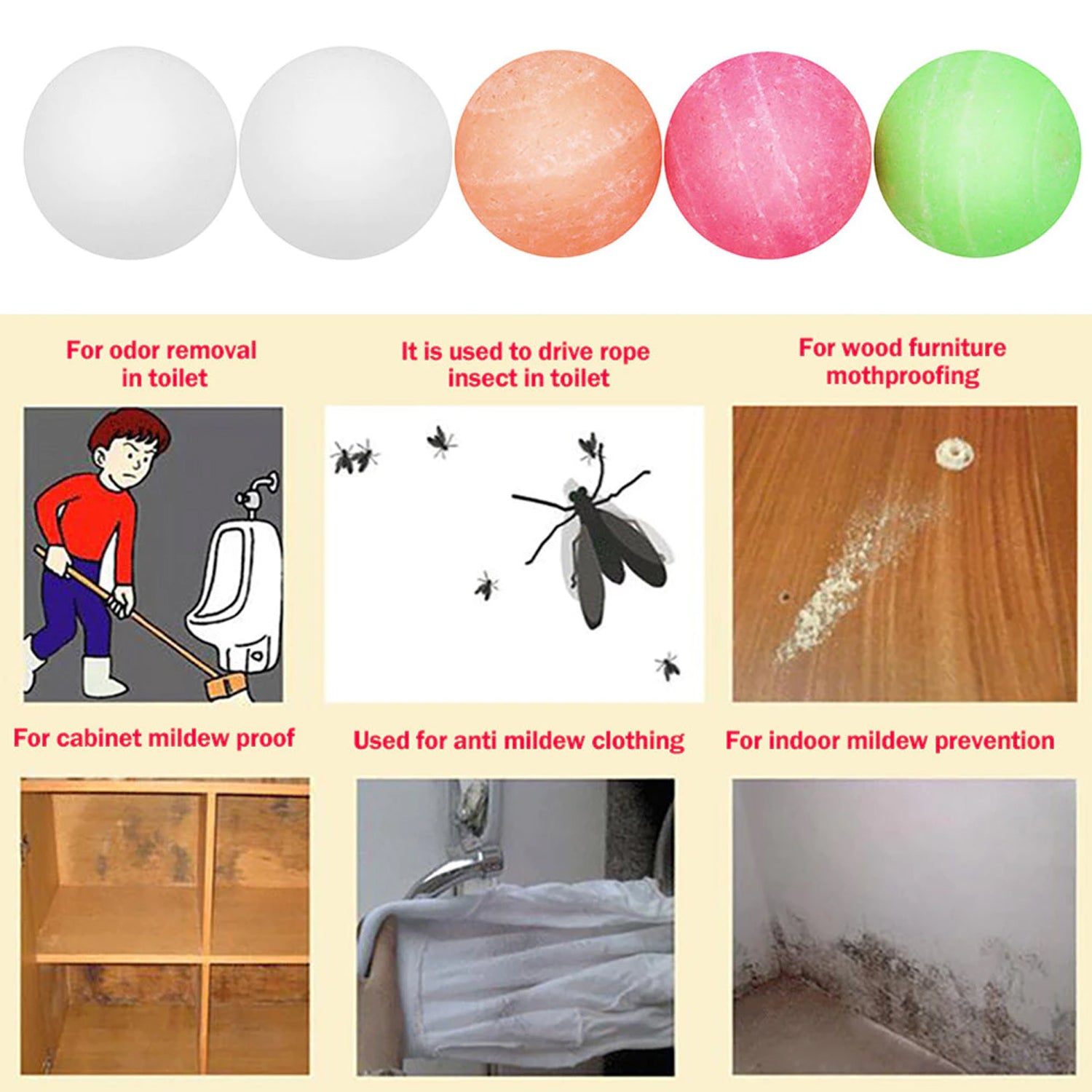 Wukusy 6285 Urinal Balls and Sani Balls bathroom freshener fragrance blocks in a bathroom setting with long-lasting scent
