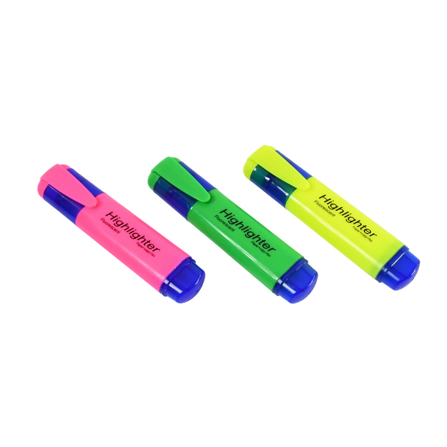 Set of three Wukusy water-based highlighter pens in assorted colors with broad tips for office and writing use.