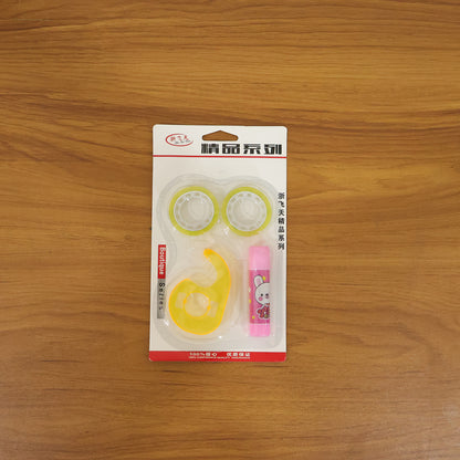 Wukusy Premium 4-in-1 stationery kit set with pens, pencils, eraser, and ruler arranged neatly on a white background.