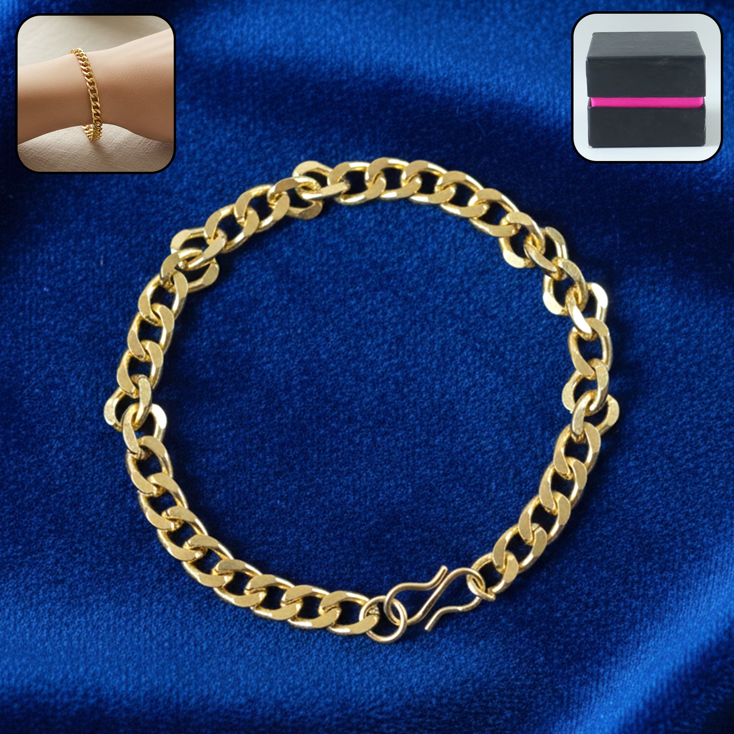 Gold finish chain link bracelet by Wukusy, unisex accessory with classic design, featuring interconnected links for men and women.
