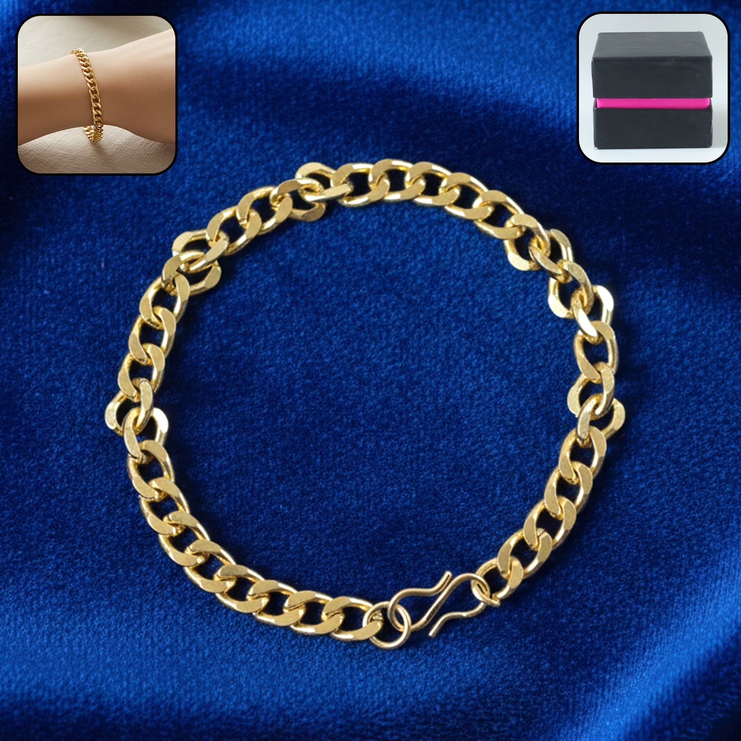 Gold finish chain link bracelet by Wukusy, unisex accessory with classic design, featuring interconnected links for men and women.