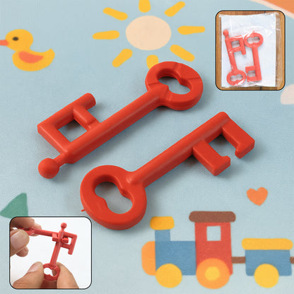 Wukusy Magic Key Puzzle Set, fun brain teaser toy with colorful keys and intricate locking mechanisms for kids.