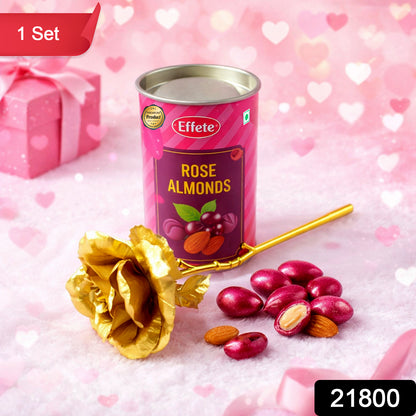 Golden Rose with Almonds Chocolate Gift Set by Wukusy, featuring assorted chocolates and decorative packaging.