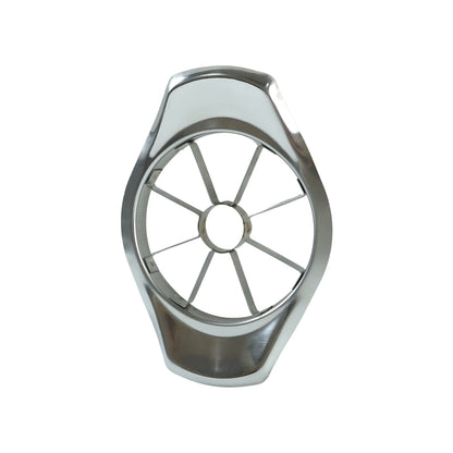 Heavy duty stainless steel apple cutter and slicer by Wukusy, showing the sharp blades and handle for easy apple slicing.