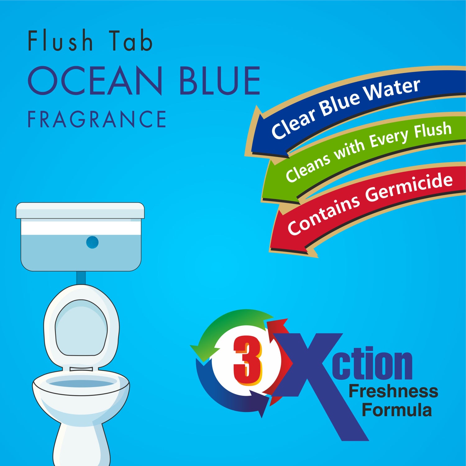 Wukusy Ocean Blue Toilet Cleaner Flush Tab 100g for home improvement, showing the blue tablet in packaging
